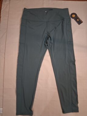 Girls' High-Waist Active Leggings in Teal Green